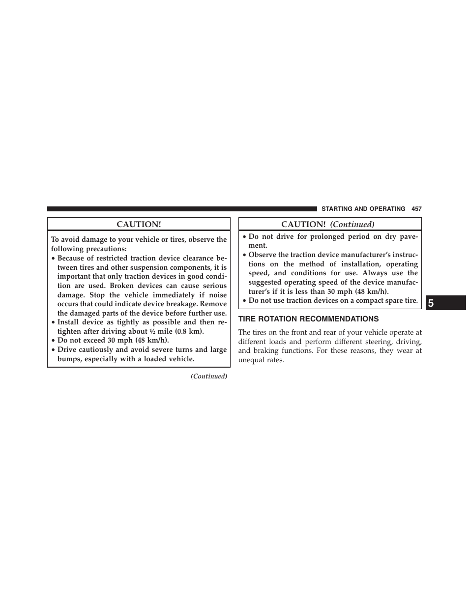 Tire rotation recommendations | Dodge 2013 Journey - Owner Manual User Manual | Page 459 / 630