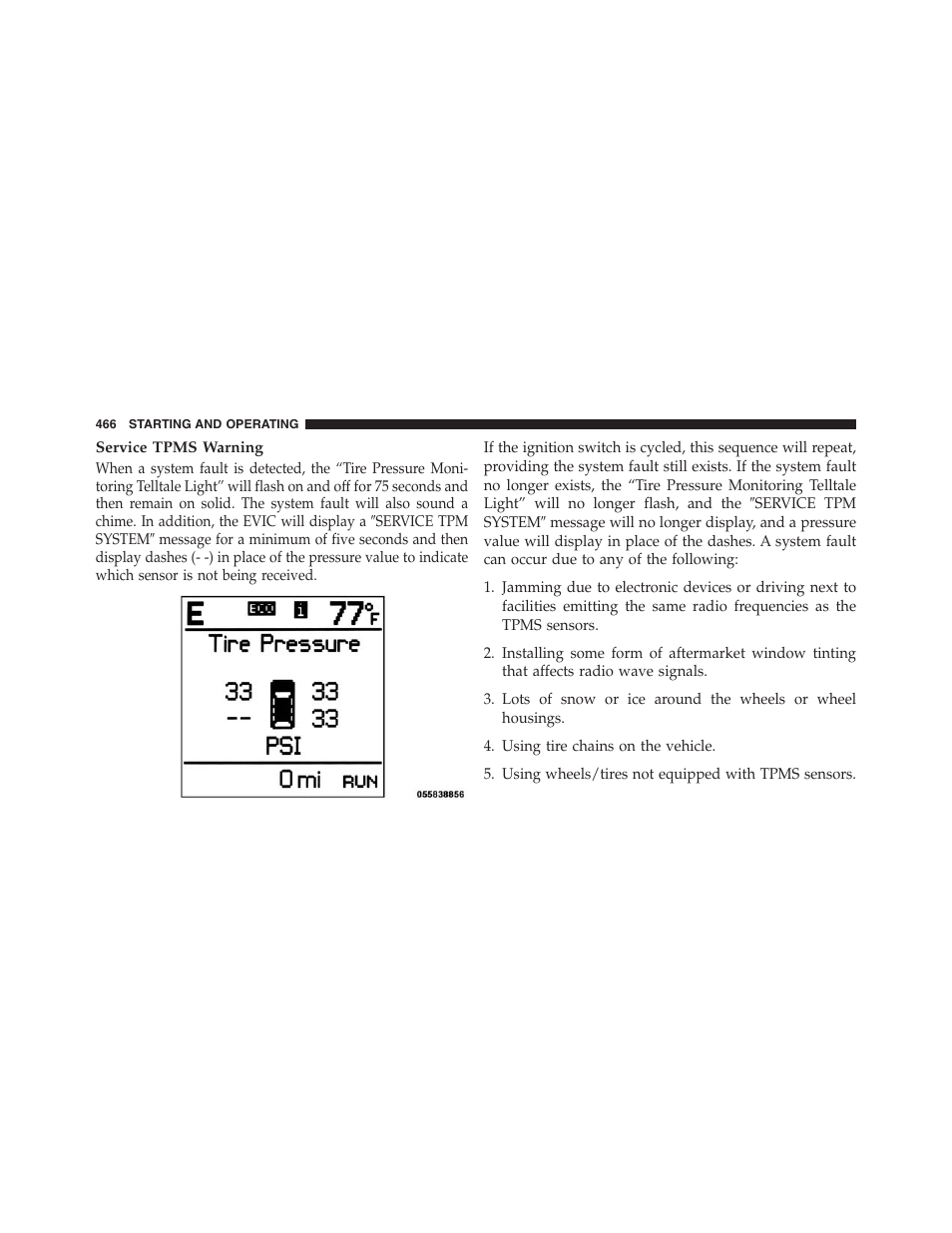 Service tpms warning | Dodge 2013 Journey - Owner Manual User Manual | Page 468 / 630