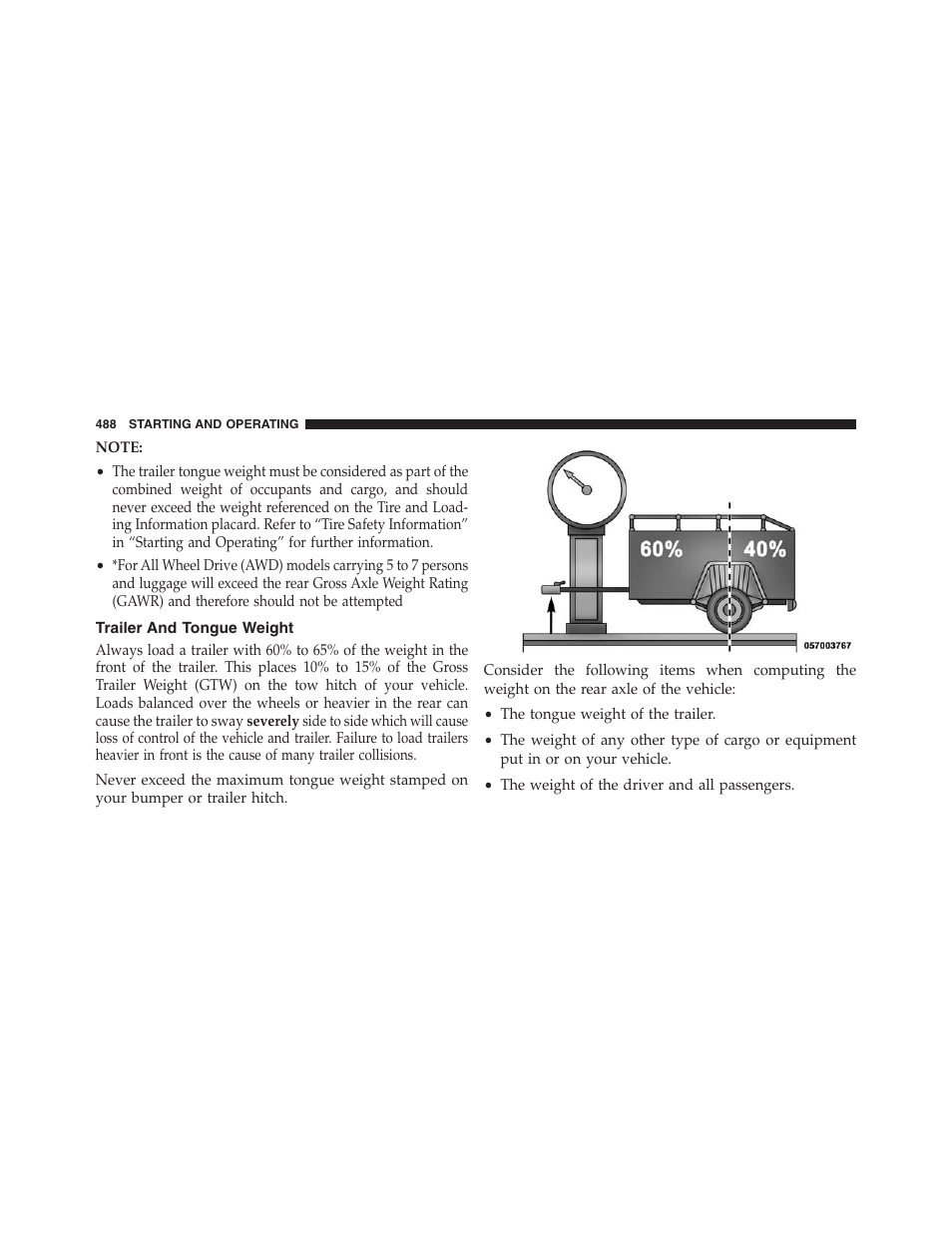 Trailer and tongue weight | Dodge 2013 Journey - Owner Manual User Manual | Page 490 / 630