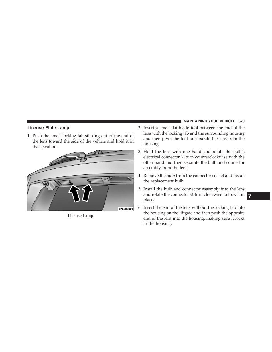 License plate lamp | Dodge 2013 Journey - Owner Manual User Manual | Page 581 / 630