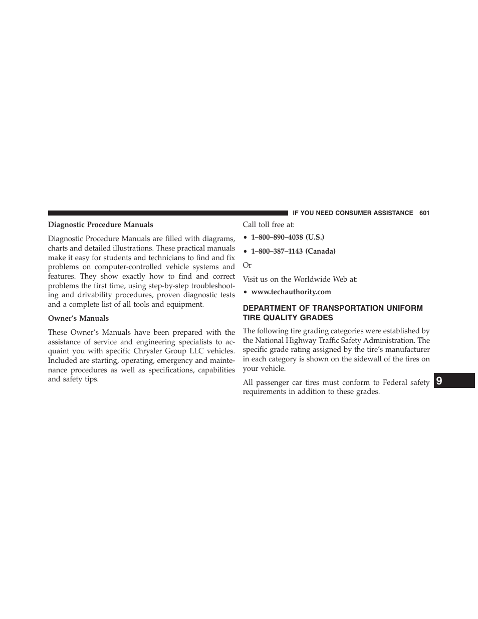 Department of transportation, Uniform tire quality grades | Dodge 2013 Journey - Owner Manual User Manual | Page 603 / 630