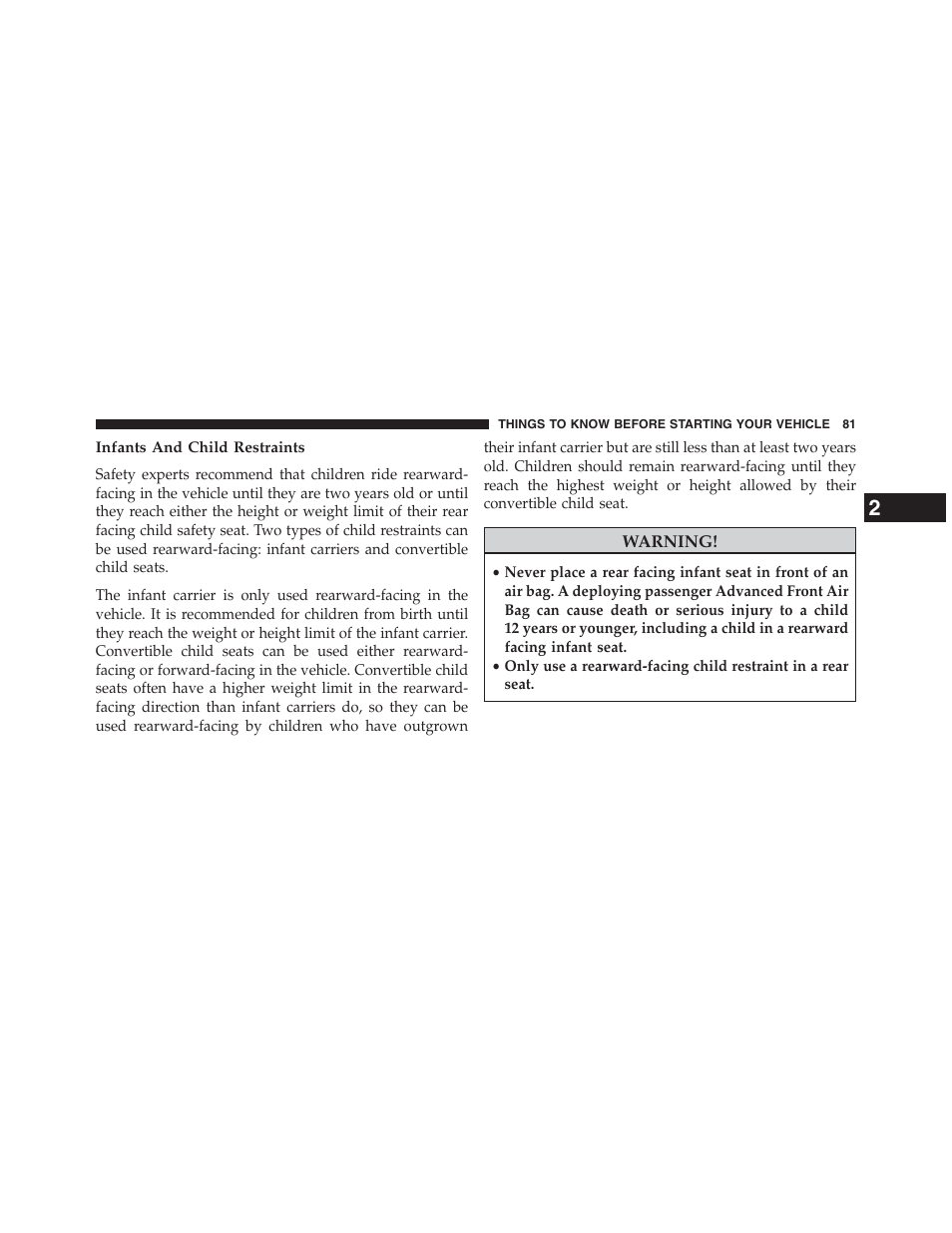 Infants and child restraints | Dodge 2013 Journey - Owner Manual User Manual | Page 83 / 630