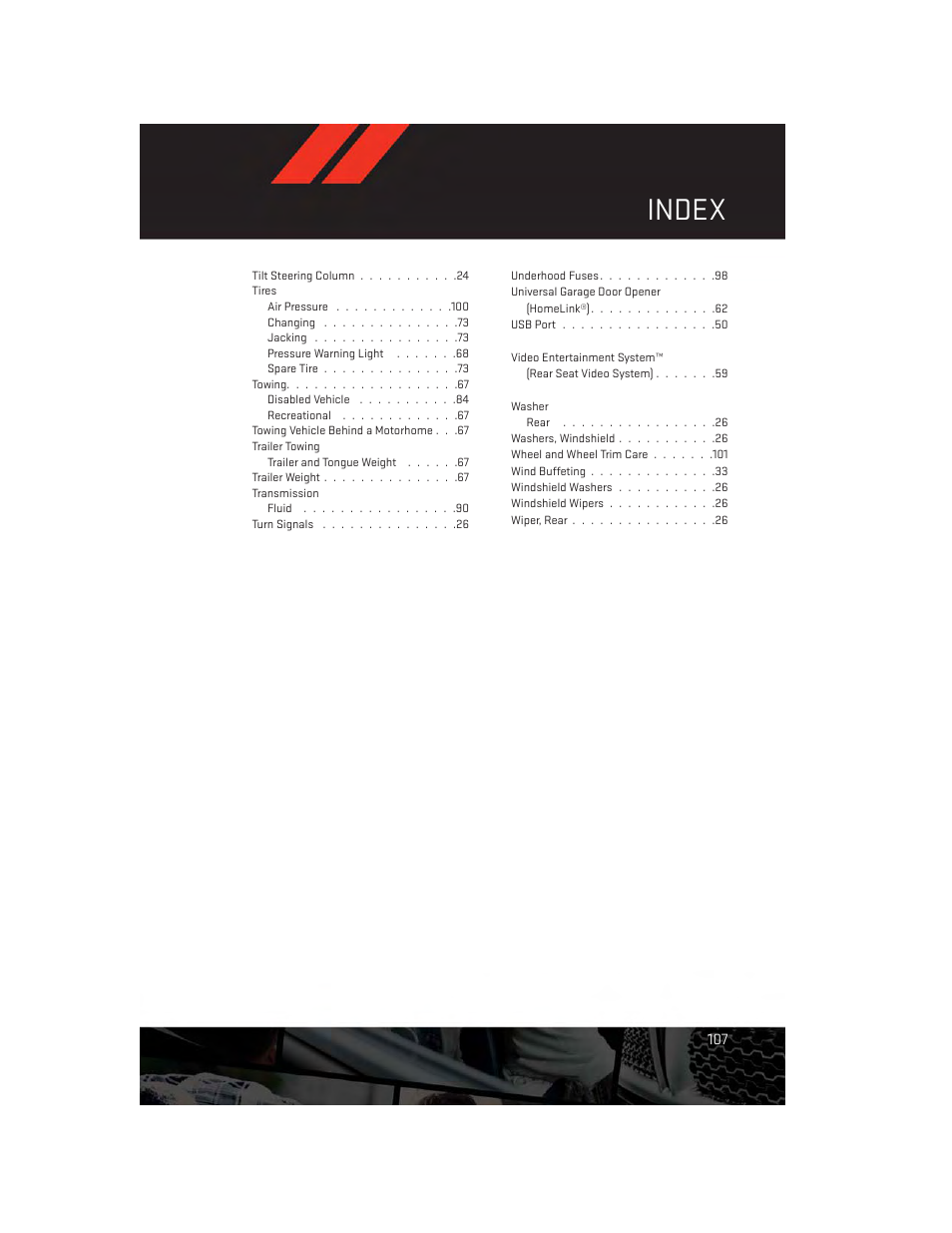 Index | Dodge 2013 Journey - User Guide User Manual | Page 109 / 116