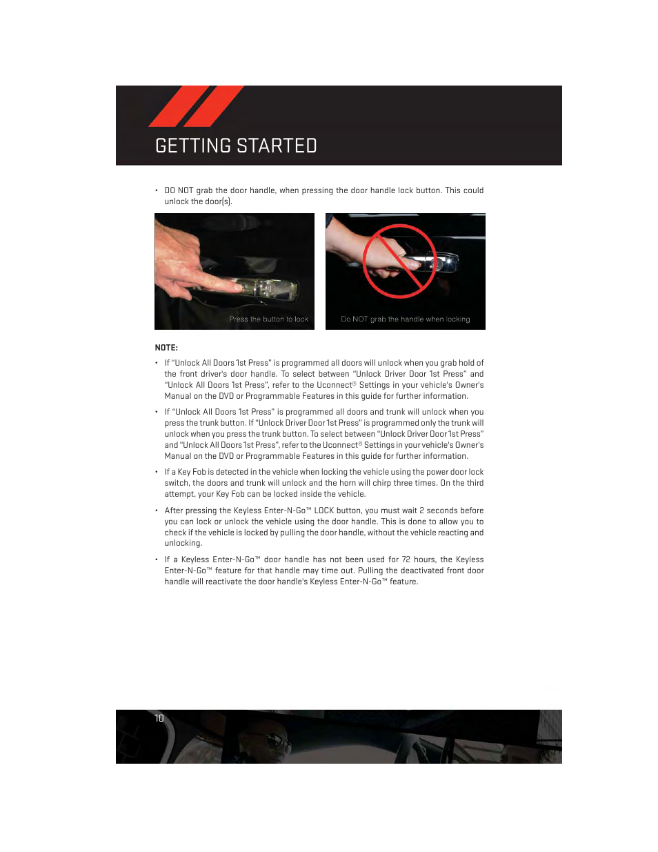 Getting started | Dodge 2013 Journey - User Guide User Manual | Page 12 / 116