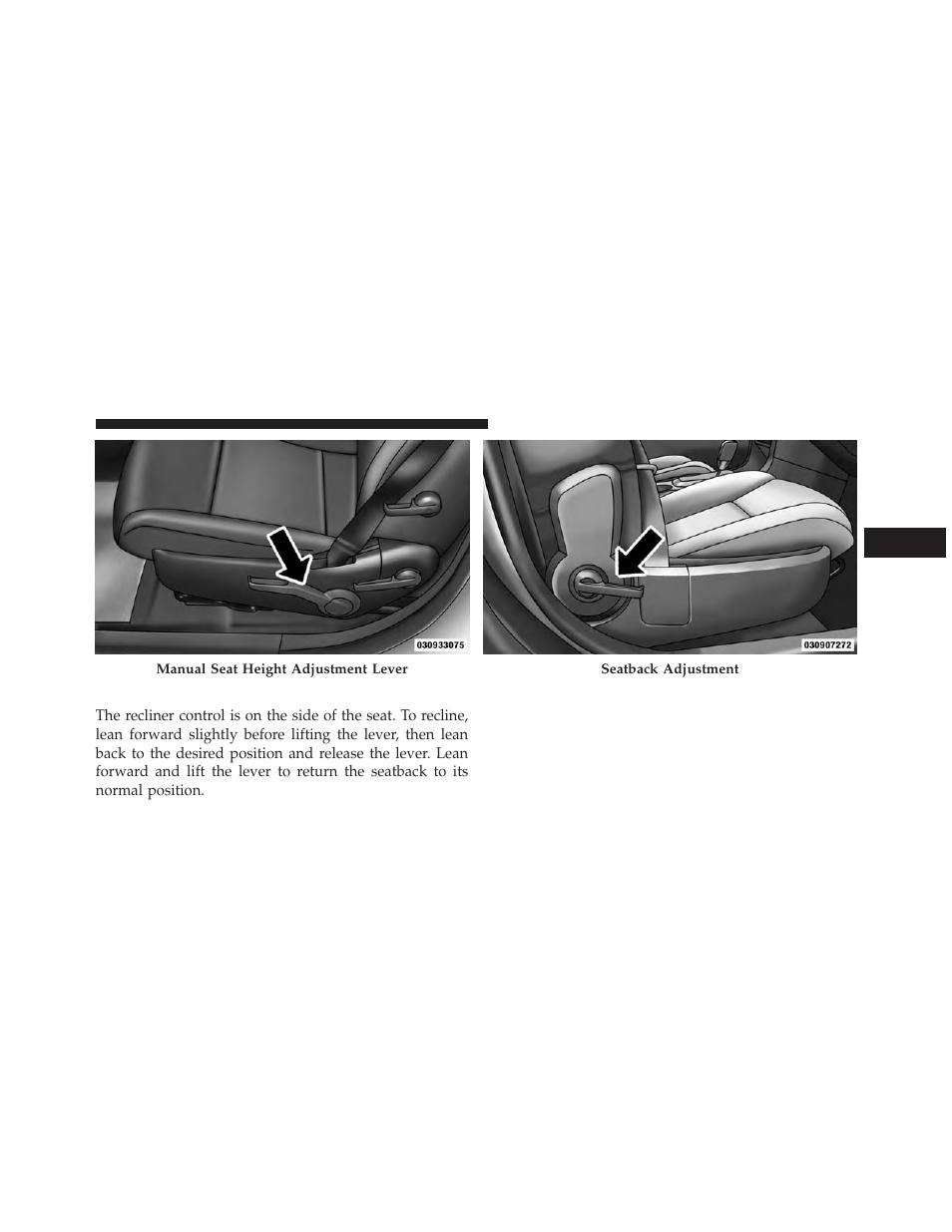 Reclining seats | Dodge 2014 Avenger - Owner Manual User Manual | Page 157 / 517