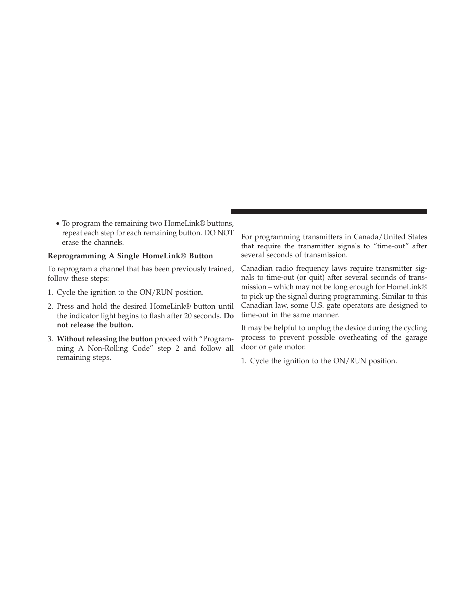 Reprogramming a single homelink® button, Canadian/gate operator programming | Dodge 2014 Avenger - Owner Manual User Manual | Page 188 / 517