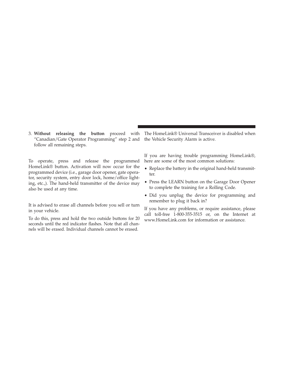 Using homelink, Security, Troubleshooting tips | Dodge 2014 Avenger - Owner Manual User Manual | Page 190 / 517