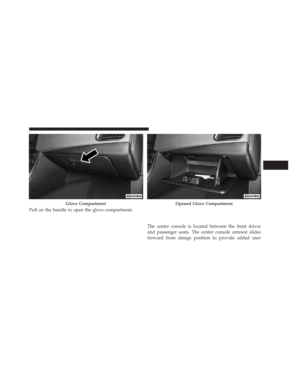 Console features, Storage | Dodge 2014 Avenger - Owner Manual User Manual | Page 201 / 517