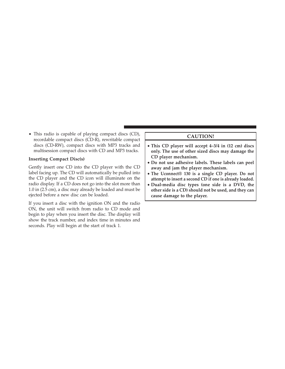 Inserting compact disc(s) | Dodge 2014 Avenger - Owner Manual User Manual | Page 246 / 517