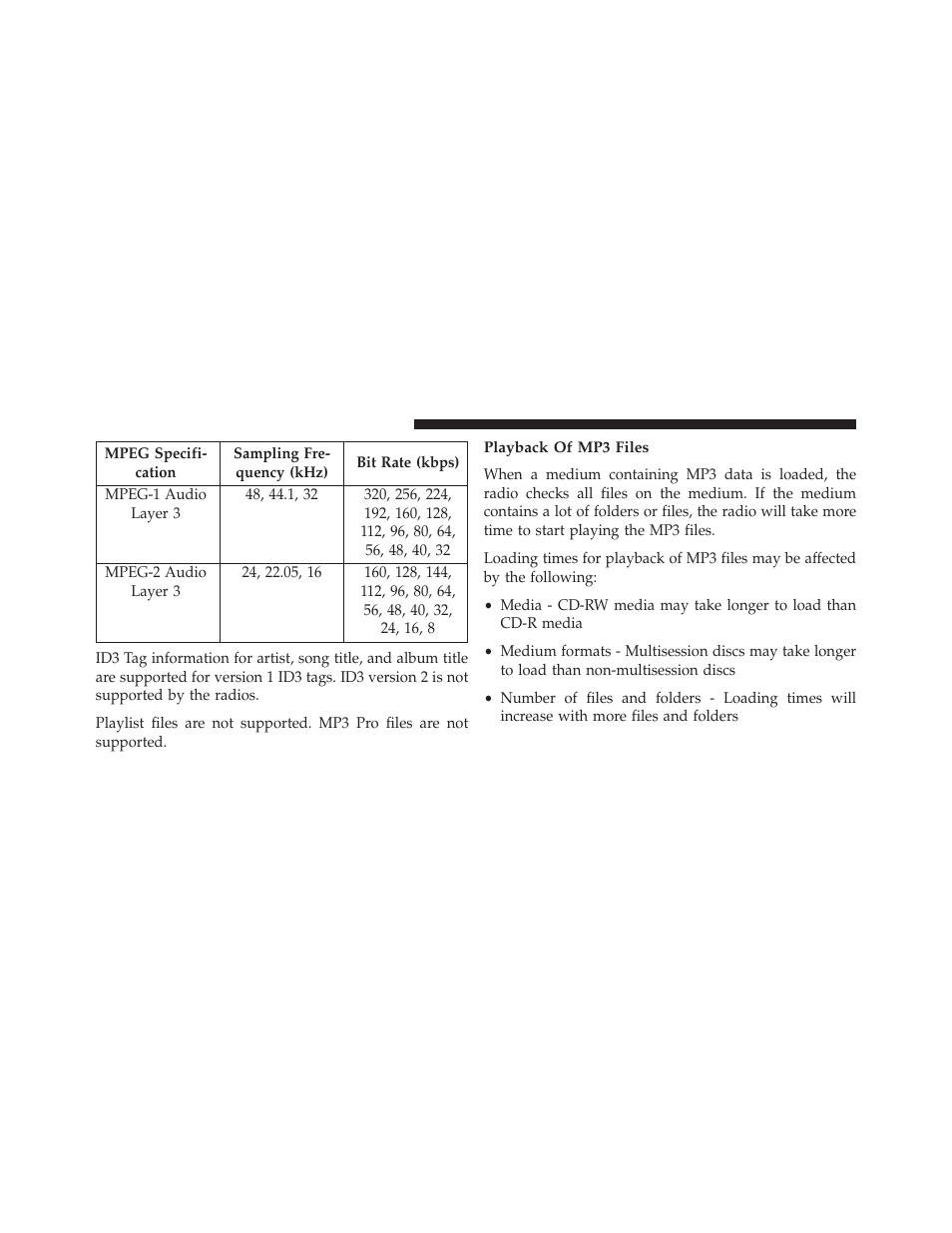 Playback of mp3 files | Dodge 2014 Avenger - Owner Manual User Manual | Page 262 / 517