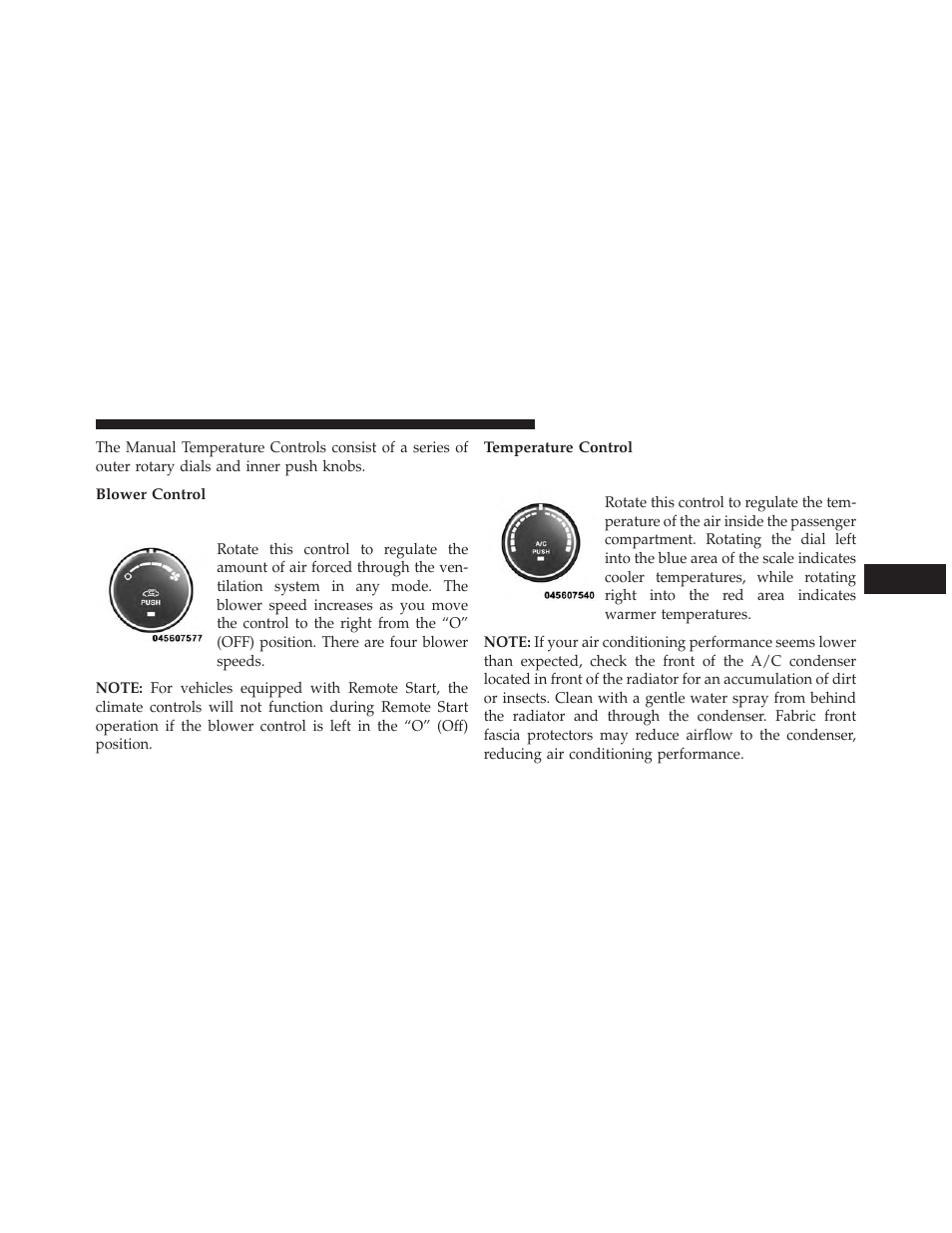 Blower control, Temperature control | Dodge 2014 Avenger - Owner Manual User Manual | Page 279 / 517