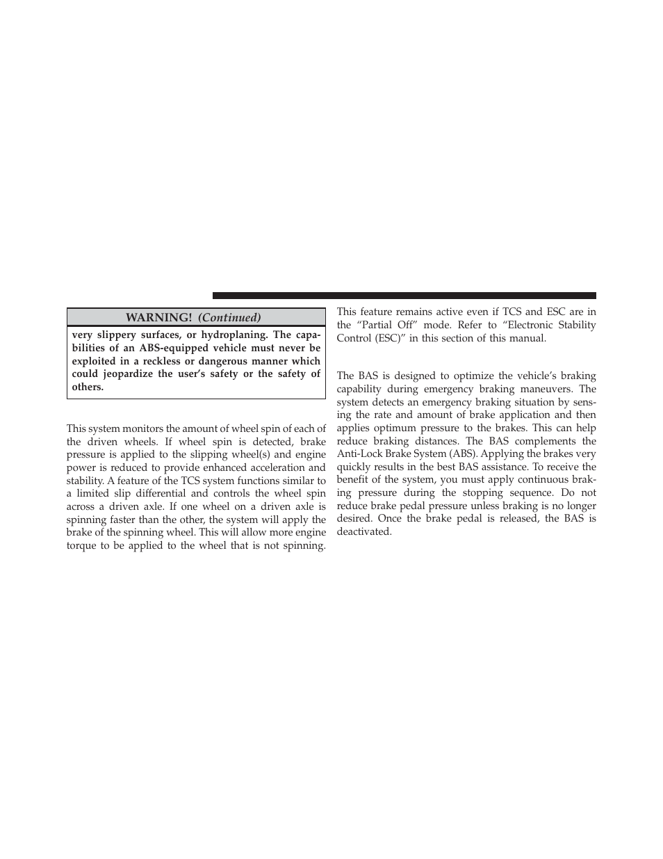 Traction control system (tcs), Brake assist system (bas) | Dodge 2014 Avenger - Owner Manual User Manual | Page 332 / 517