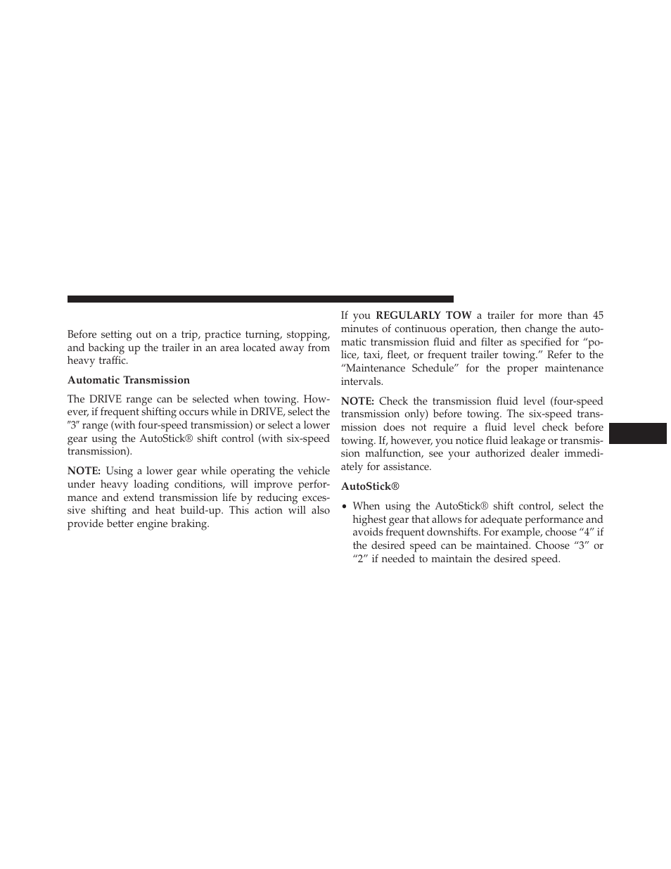 Towing tips, Automatic transmission, Autostick | Dodge 2014 Avenger - Owner Manual User Manual | Page 393 / 517