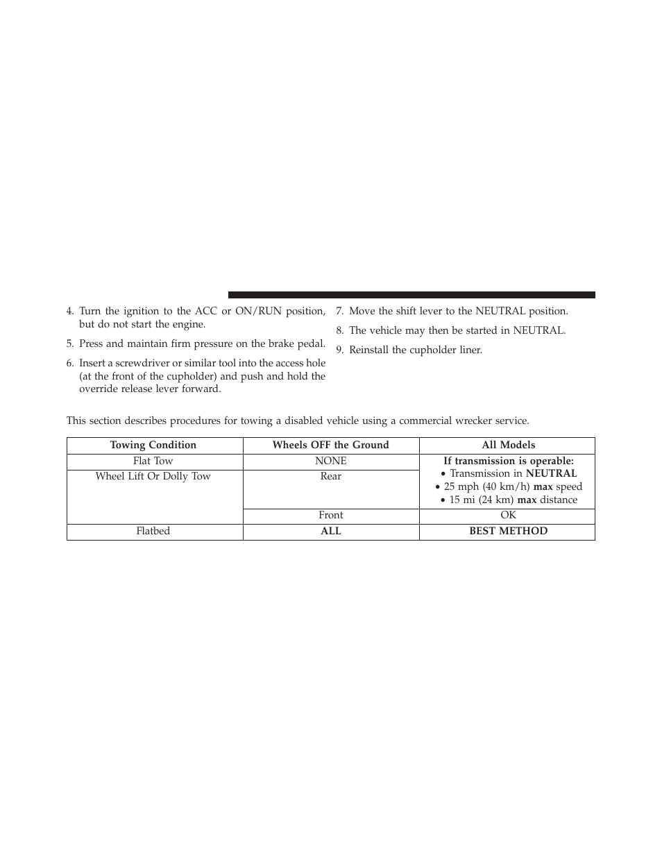 Towing a disabled vehicle | Dodge 2014 Avenger - Owner Manual User Manual | Page 420 / 517