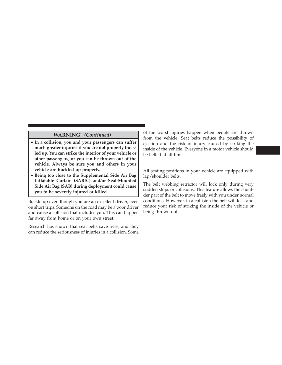 Lap/shoulder belts | Dodge 2014 Avenger - Owner Manual User Manual | Page 47 / 517