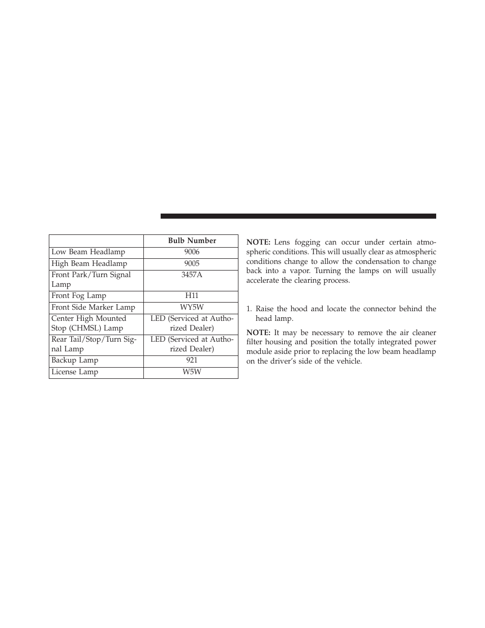 Bulb replacement, Headlamp | Dodge 2014 Avenger - Owner Manual User Manual | Page 472 / 517