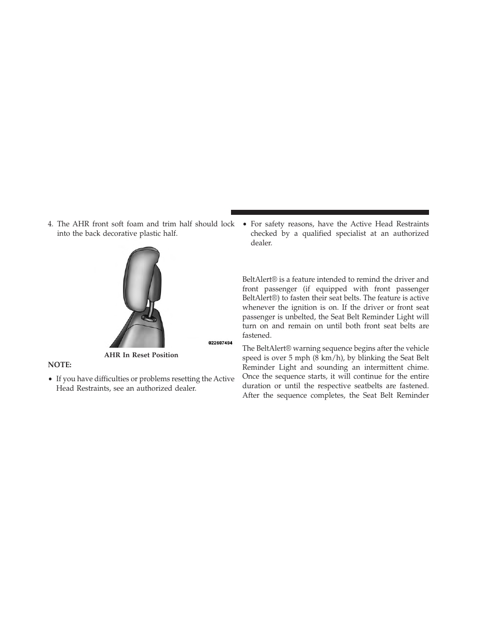 Enhanced seat belt use reminder system, Beltalert®) | Dodge 2014 Avenger - Owner Manual User Manual | Page 60 / 517