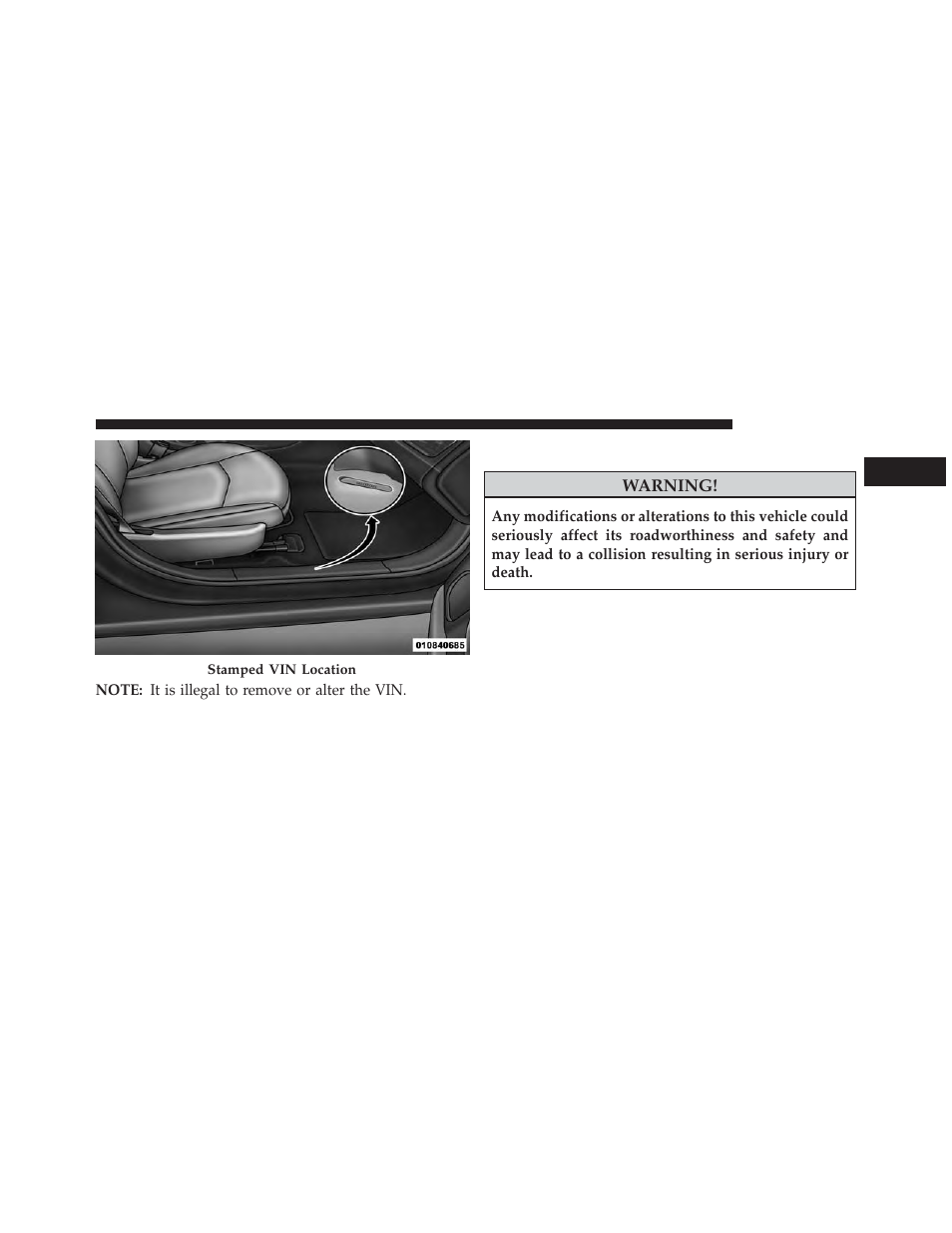 Vehicle modifications/alterations | Dodge 2014 Avenger - Owner Manual User Manual | Page 9 / 517