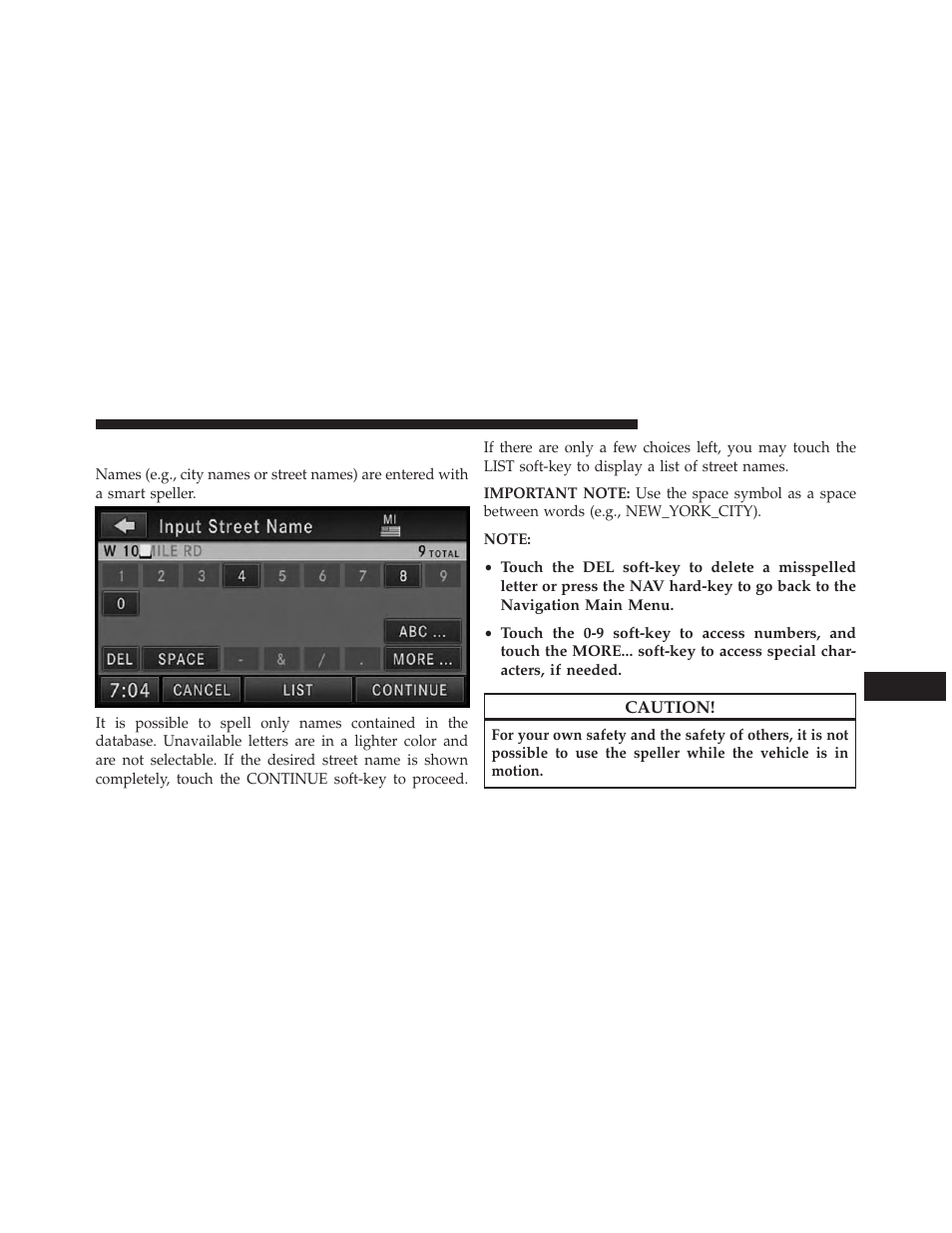 Inputting information | Ram Trucks UCONNECT 730N for Jeep User Manual | Page 134 / 210
