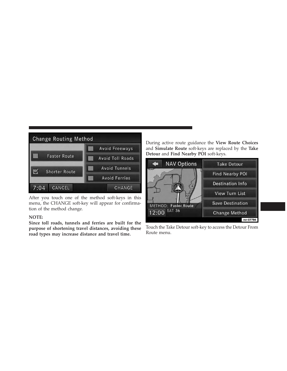 Options during route guidance | Ram Trucks UCONNECT 730N for Jeep User Manual | Page 178 / 210