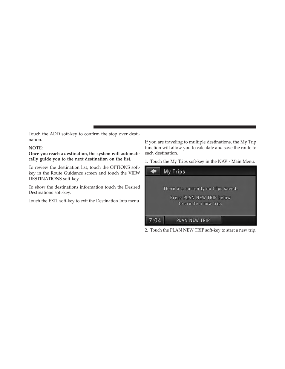 Trip planner | Ram Trucks UCONNECT 730N for Jeep User Manual | Page 185 / 210