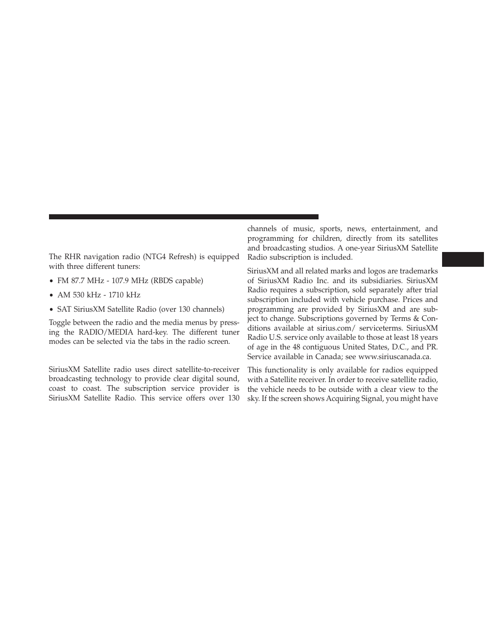 Radio mode, Overview, Siriusxm satellite radio mode | Ram Trucks UCONNECT 730N for Jeep User Manual | Page 22 / 210