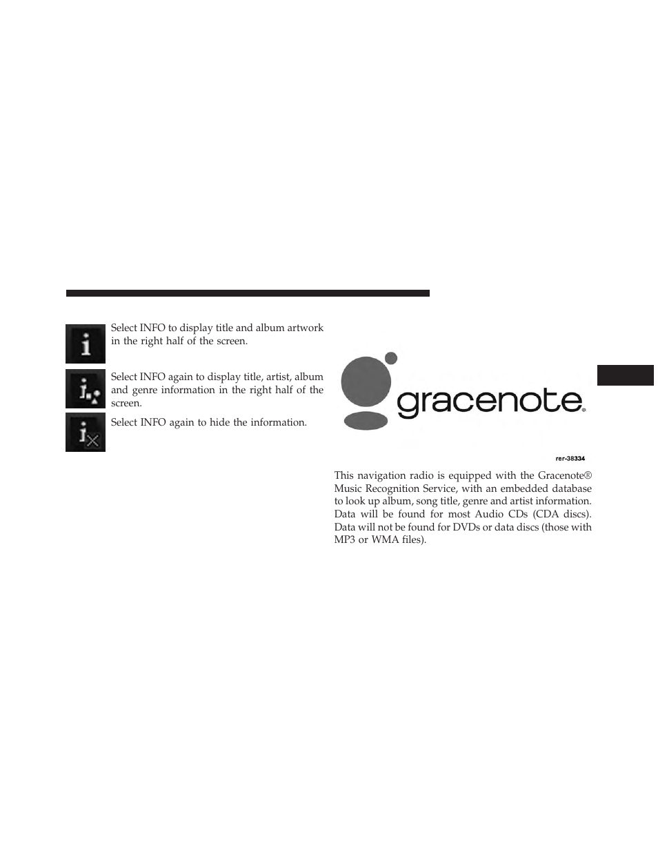 Disc info, Gracenote® music recognition technology | Ram Trucks UCONNECT 730N for Jeep User Manual | Page 52 / 210