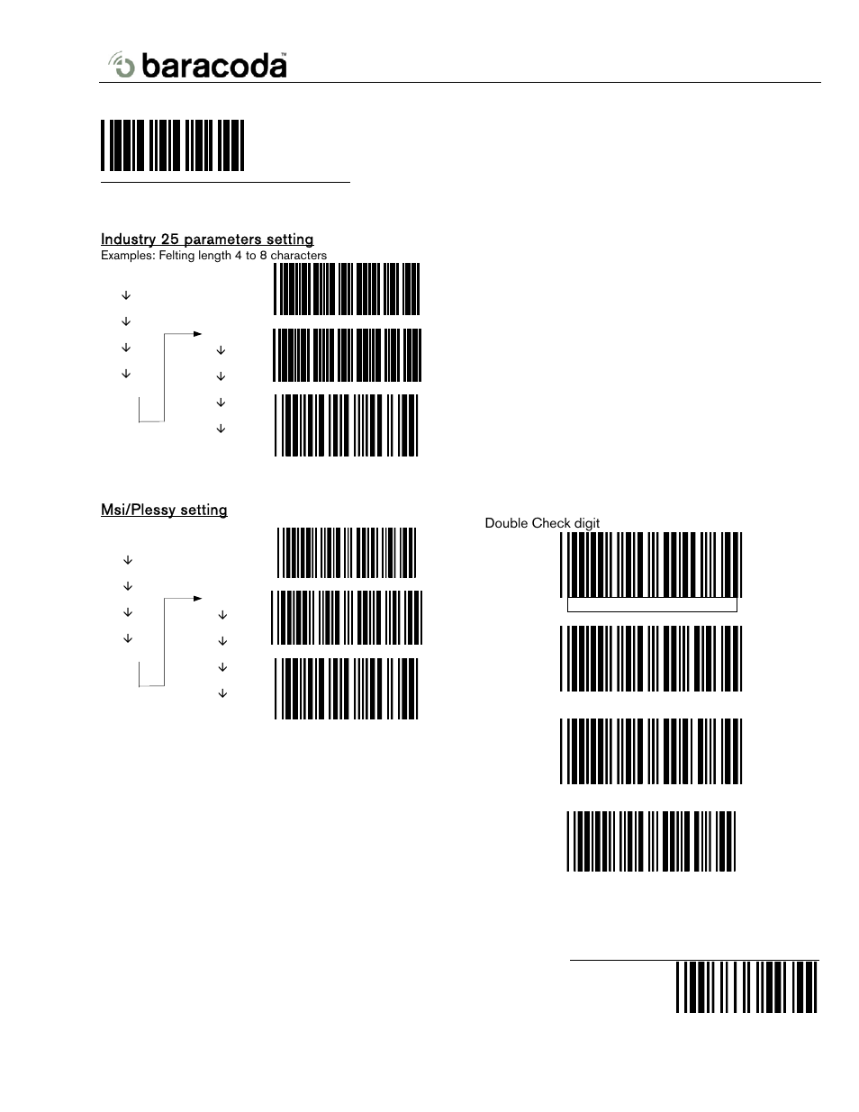 Industry 25 parameters setting, Msi/plessy setting | Baracoda BL2604 User Manual | Page 15 / 23