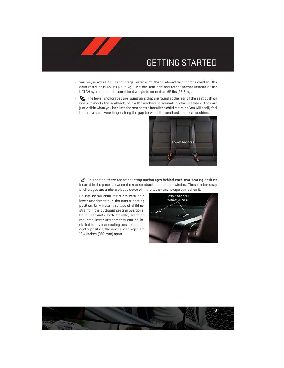 Getting started | Dodge 2014 Avenger - User Guide User Manual | Page 15 / 124