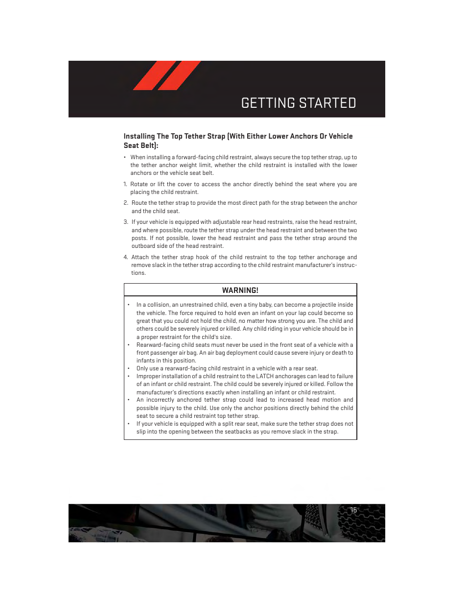 Getting started | Dodge 2014 Avenger - User Guide User Manual | Page 17 / 124