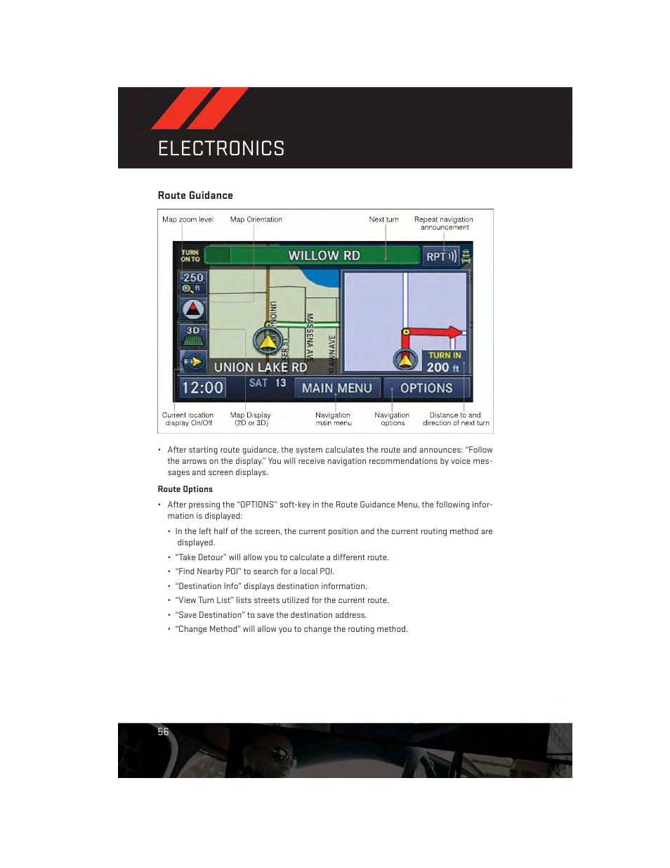 Route guidance, Electronics | Dodge 2014 Avenger - User Guide User Manual | Page 58 / 124