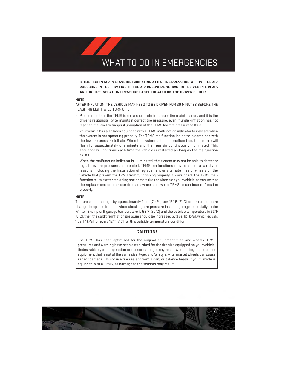 What to do in emergencies | Dodge 2014 Avenger - User Guide User Manual | Page 79 / 124