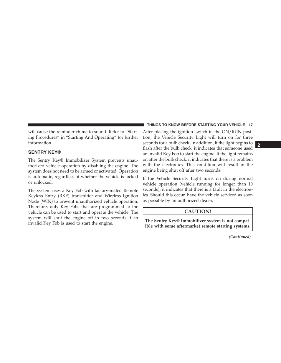 Sentry key | Dodge 2014 Challenger - Owner Manual User Manual | Page 19 / 541