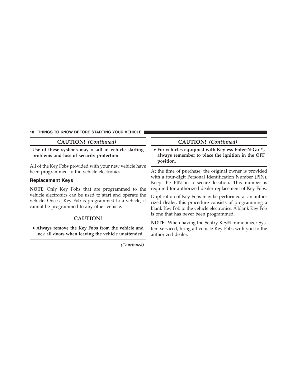 Replacement keys | Dodge 2014 Challenger - Owner Manual User Manual | Page 20 / 541