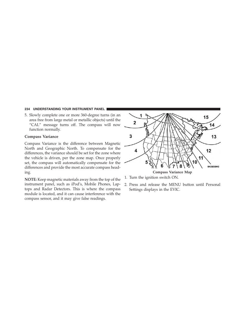 Compass variance | Dodge 2014 Challenger - Owner Manual User Manual | Page 236 / 541