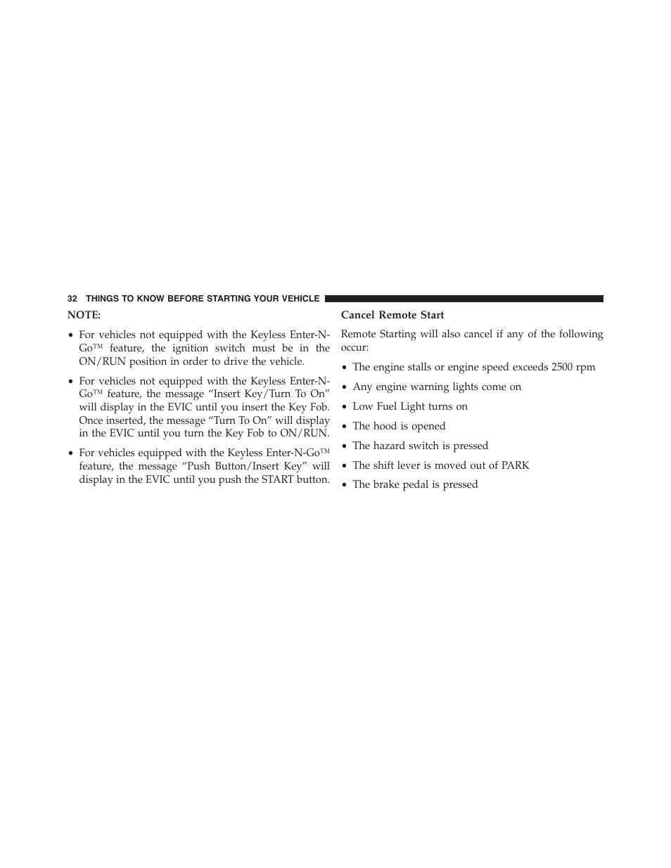 Cancel remote start | Dodge 2014 Challenger - Owner Manual User Manual | Page 34 / 541