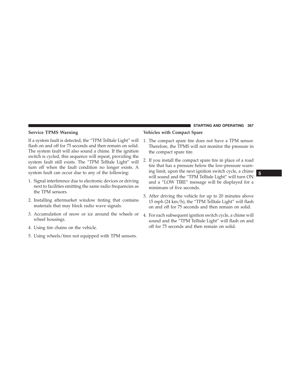 Service tpms warning | Dodge 2014 Challenger - Owner Manual User Manual | Page 369 / 541