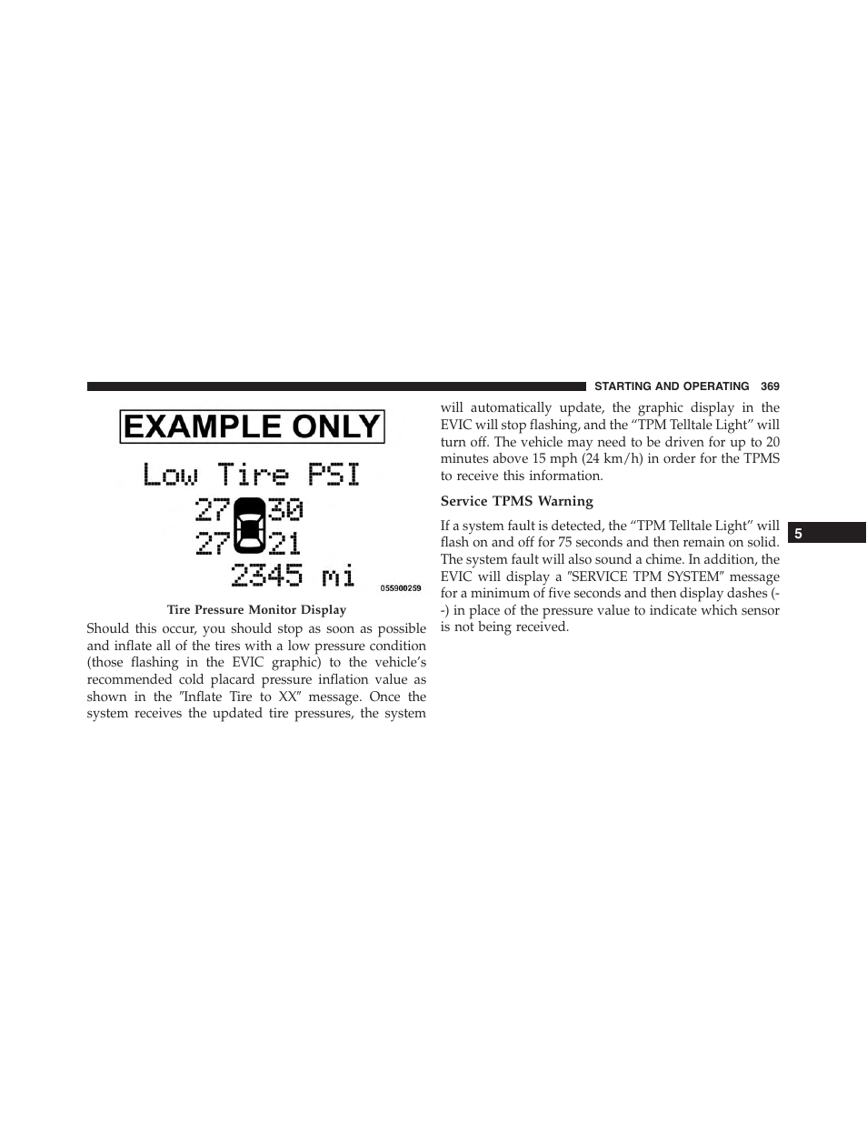 Service tpms warning | Dodge 2014 Challenger - Owner Manual User Manual | Page 371 / 541