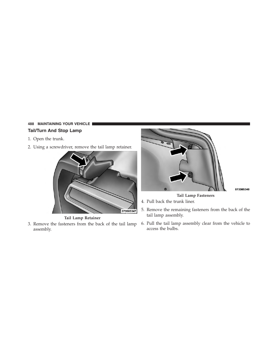 Tail/turn and stop lamp | Dodge 2014 Challenger - Owner Manual User Manual | Page 490 / 541