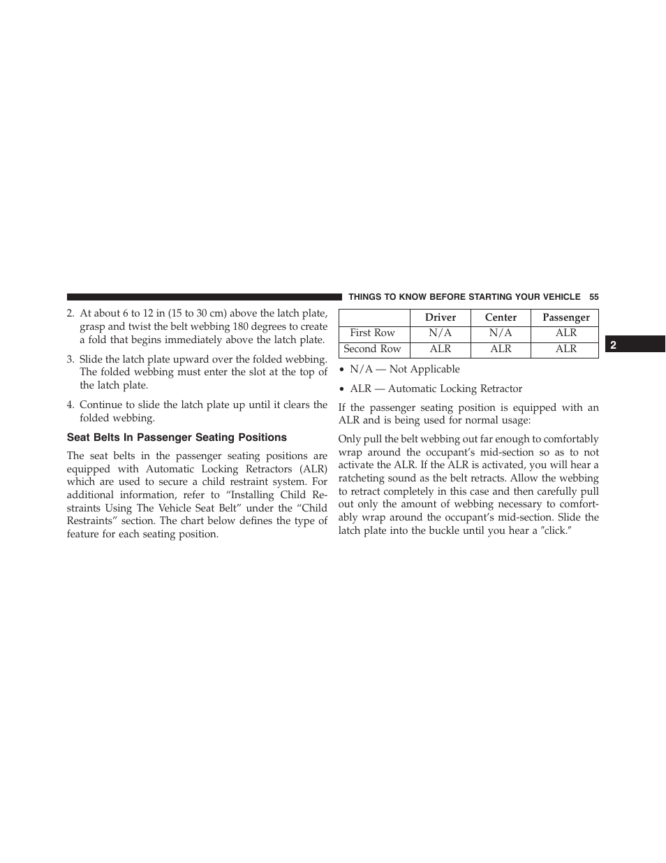 Seat belts in passenger seating positions | Dodge 2014 Challenger - Owner Manual User Manual | Page 57 / 541