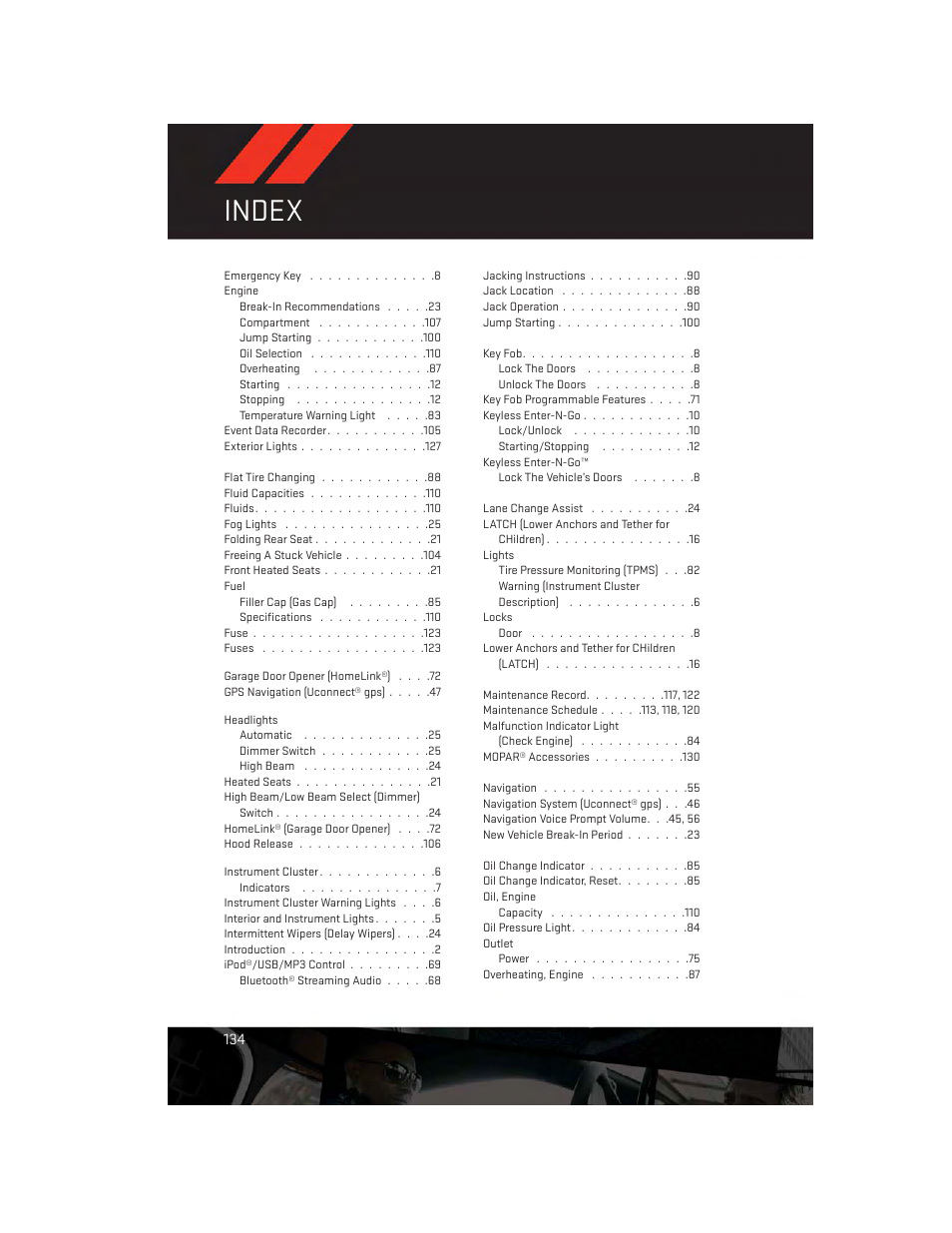 Index | Dodge 2014 Challenger_SRT - User Guide User Manual | Page 136 / 140