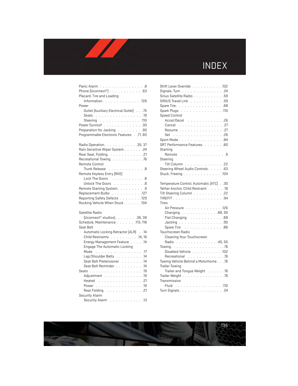 Index | Dodge 2014 Challenger_SRT - User Guide User Manual | Page 137 / 140