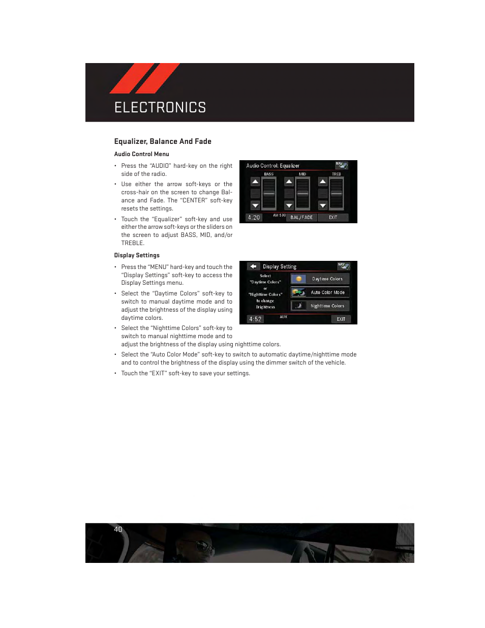 Equalizer, balance and fade, Electronics | Dodge 2014 Challenger_SRT - User Guide User Manual | Page 42 / 140