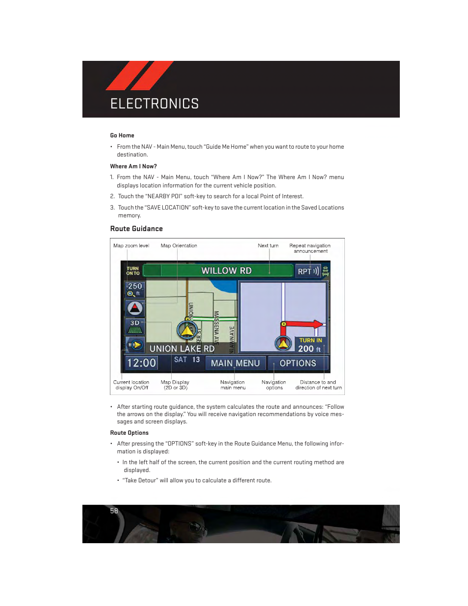 Route guidance, Electronics | Dodge 2014 Challenger_SRT - User Guide User Manual | Page 60 / 140