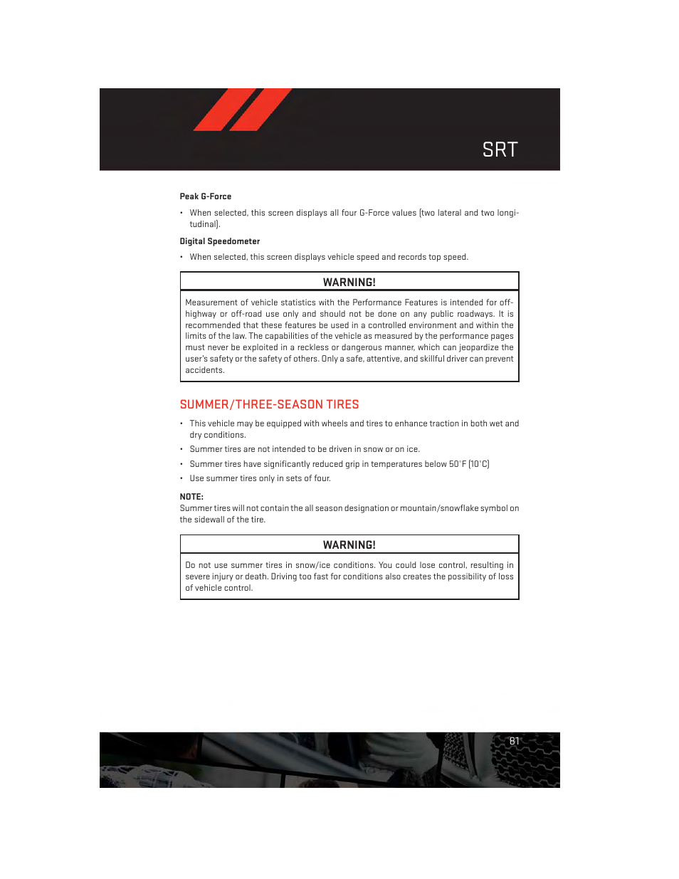 Summer/three-season tires | Dodge 2014 Challenger_SRT - User Guide User Manual | Page 83 / 140