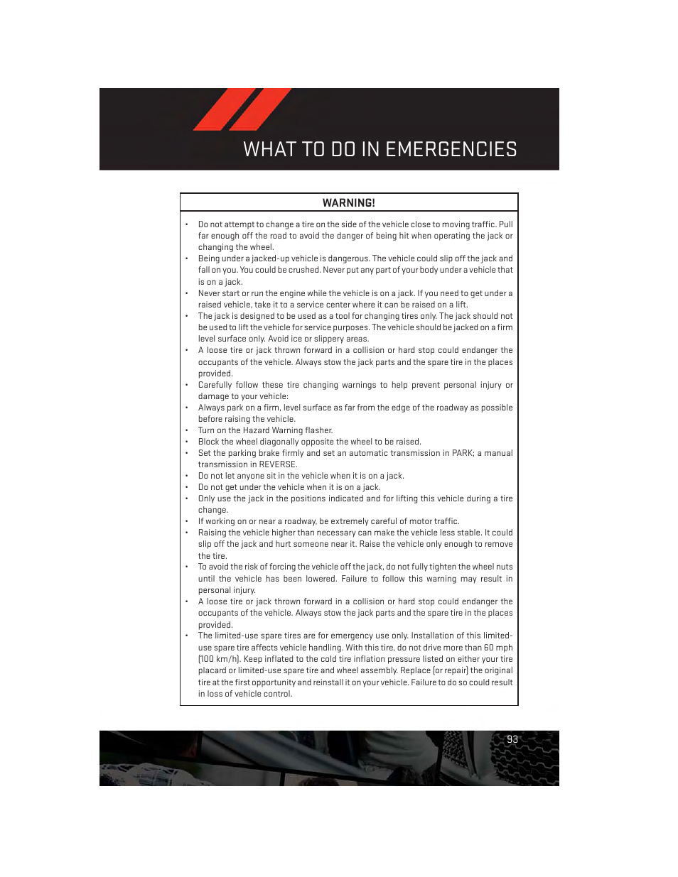 What to do in emergencies | Dodge 2014 Challenger_SRT - User Guide User Manual | Page 95 / 140