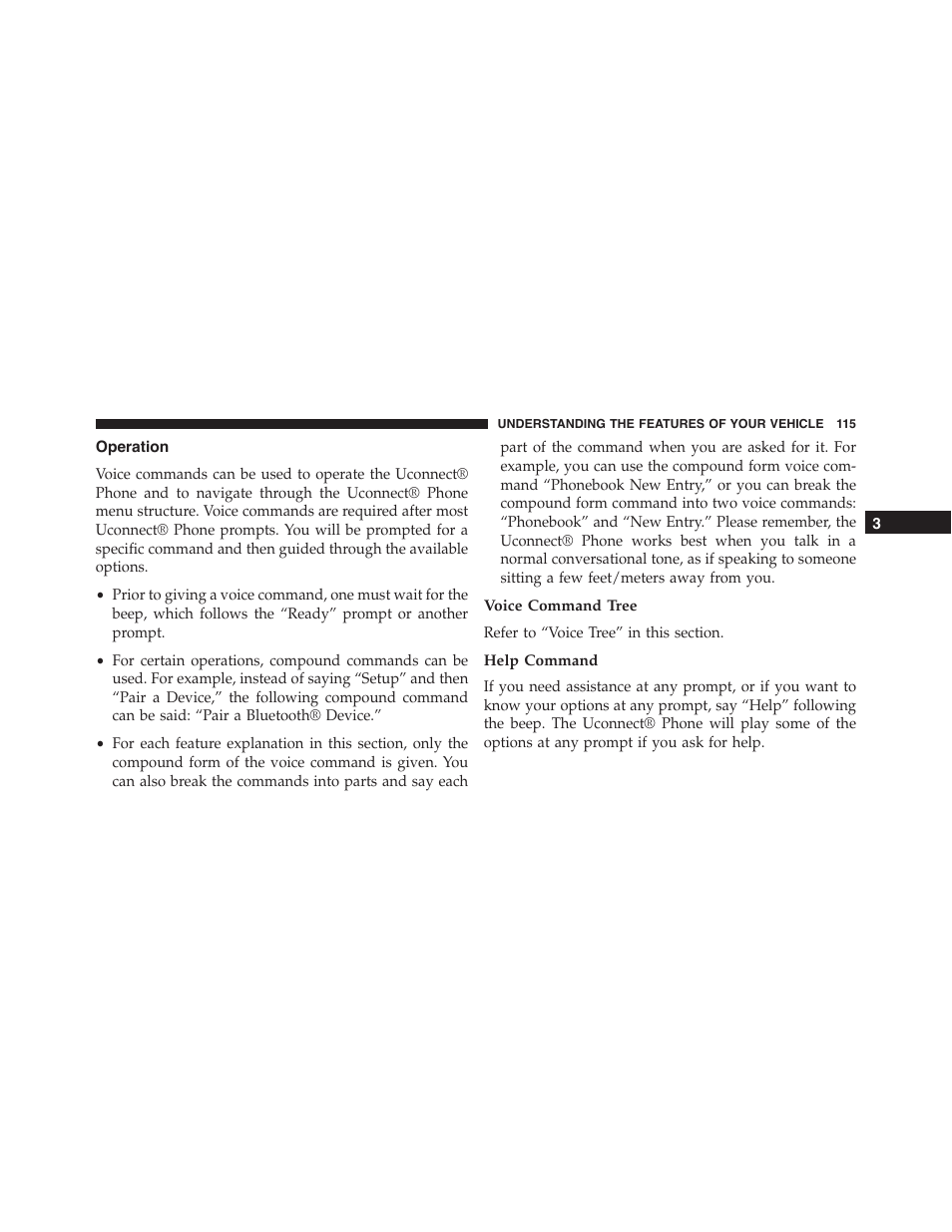 Operation, Voice command tree, Help command | Dodge 2014 Challenger_SRT - Owner Manual User Manual | Page 116 / 529