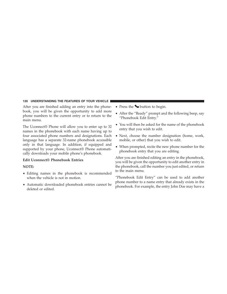 Edit uconnect® phonebook entries | Dodge 2014 Challenger_SRT - Owner Manual User Manual | Page 121 / 529