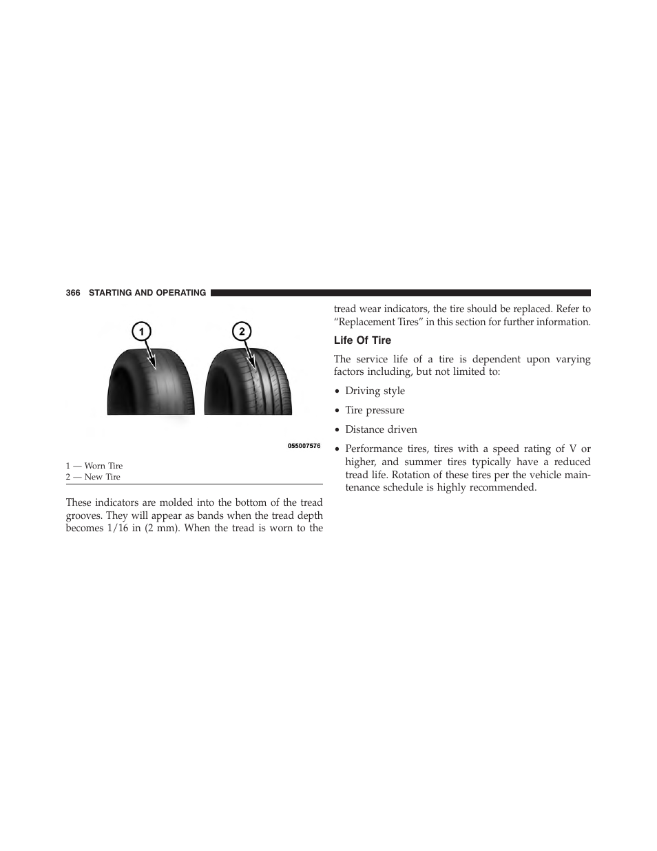 Life of tire | Dodge 2014 Challenger_SRT - Owner Manual User Manual | Page 367 / 529