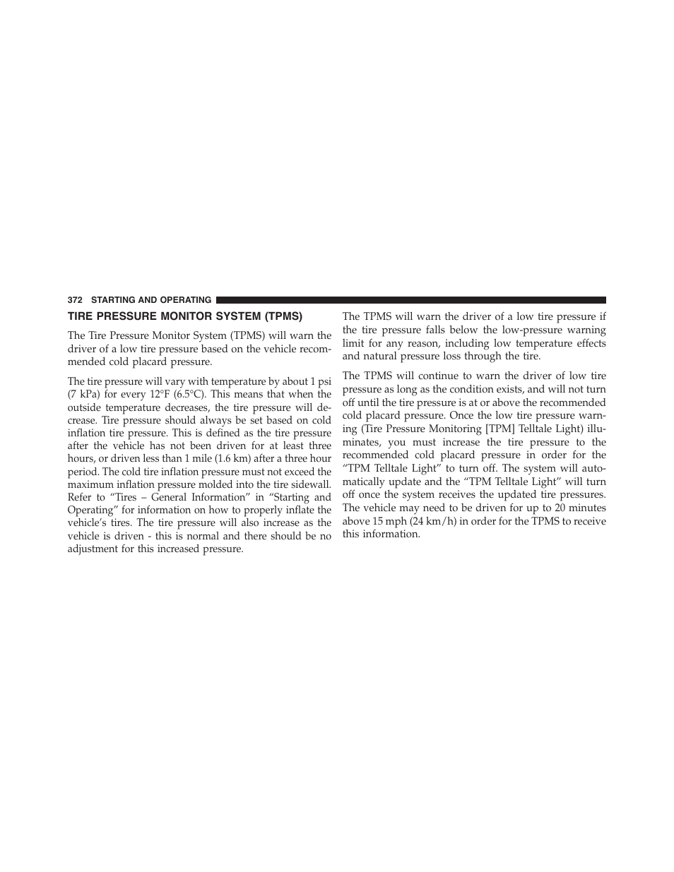 Tire pressure monitor system (tpms) | Dodge 2014 Challenger_SRT - Owner Manual User Manual | Page 373 / 529